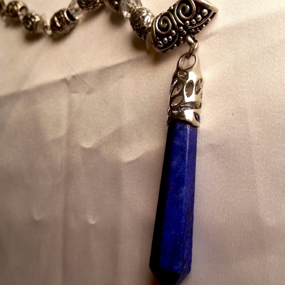 Lapis Lazuli, Crystal, and Silver necklace. - Picture 1 of 8